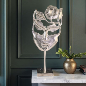 Метална статуетка маска с флорални мотиви 57 см