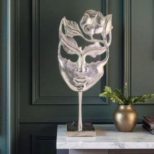 Метална статуетка маска с флорални мотиви 57 см