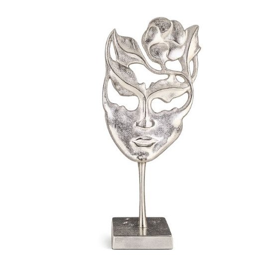 Голяма сребриста фигура метална статуетка маска