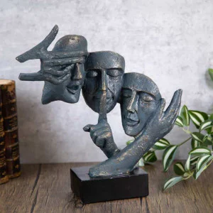 Декоративна статуетка абстрактни лица "Не видях, не чух, не разбрах"