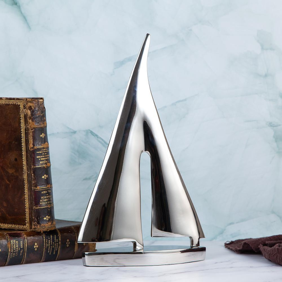 Модерна Морска Пластика Декоративна статуетка лодка от полиран алуминий с две платна