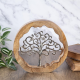 кръгла декоративна статуетка дървото на живота от масивно дърво и алуминий