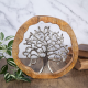 кръгла декоративна статуетка дървото на живота с дървена рамка и сребристо дърво