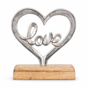 Метална статуетка сърце с надпис Love