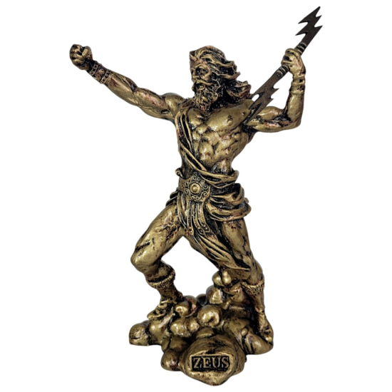 Декоративна Луксозна статуетка на бог Зевс, държащ мълния в ръка, с бронзов завършекстатуетка - Зевс на супер цена от Neostyle.bg