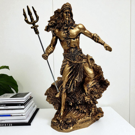 Статуетка на древногръцкия бог Посейдон, държащ своя тризъбец