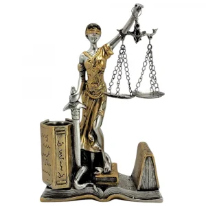 Статуетка Темида с Поставка за Химикали и Визитник