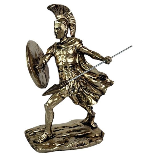 Фигура на Ахил гръцка митология Декоративна статуетка на Ахил в златна броня с щит и копие