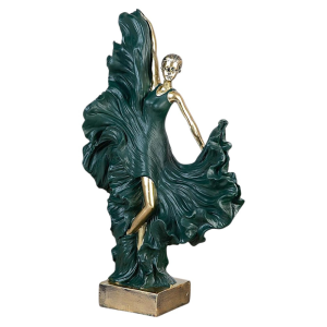 Елегантна статуетка танцьорка със зелена рокля 36см