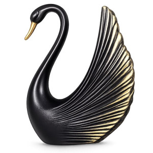 Декоративна статуетка черен лебед със злато