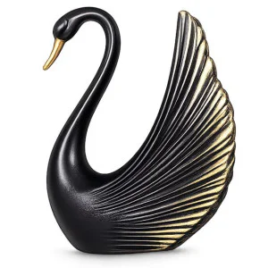 Декоративна статуетка черен лебед със злато