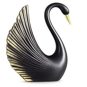 Декоративна статуетка черен лебед със злато