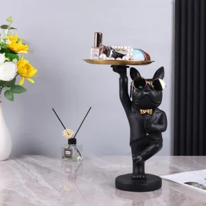 Статуетка Френски Булдог Иконом с Поднос 