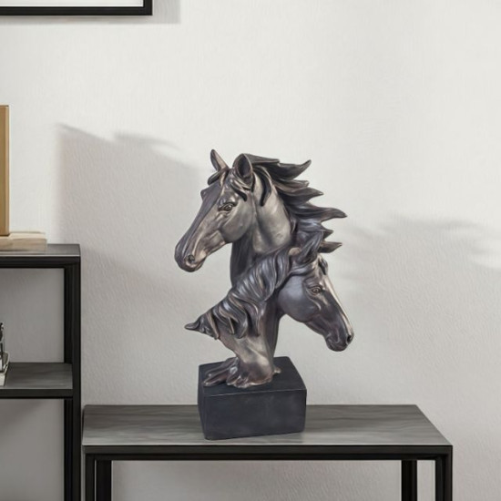 Декоративна фигура бюст на коне от тъмен полирезин