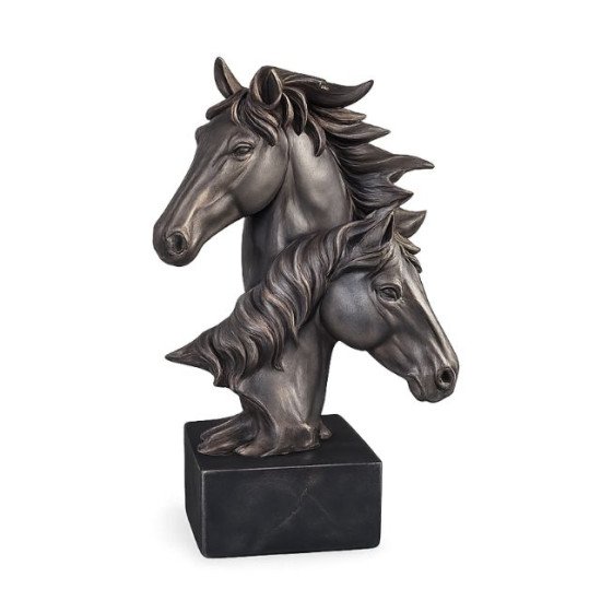 Декоративна фигура бюст на коне от тъмен полирезин
