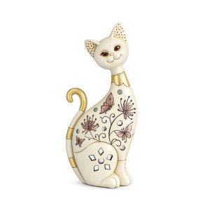Декоративна фигура котка с флорални мотиви