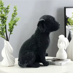 Арт статуетка на кученце - черно