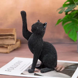 Декоративна статуетка - Черна котка изправена