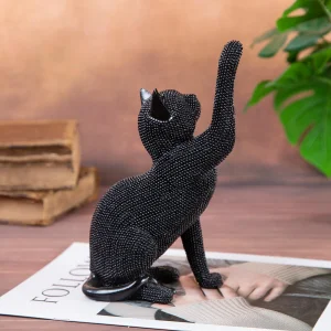 Декоративна статуетка - Черна котка изправена