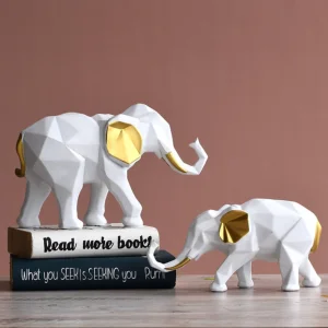 Комплект Декоративни Слончета Майка и Бебе Геометричен Стил