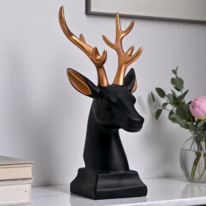 Декоративна фигурка елен - черно и златно 