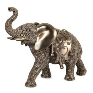Статуетка слон с вдигнат хобот в бронзов цвят за късмет