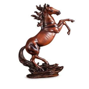 Декоративна статуетка изправен кон в кафяво