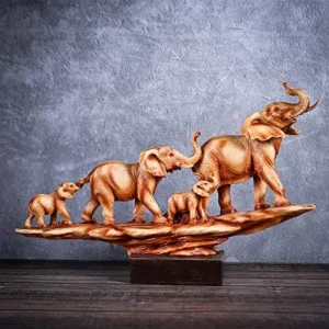 Декоративна Статуетка Семейство Слонове на Постамент