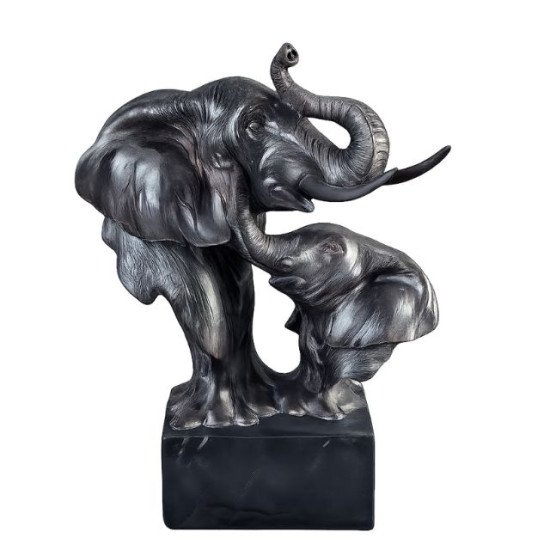 Тъмна статуетка слончета за късмет с вдигнати хоботи