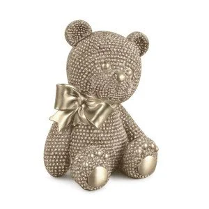 Декоративна статуетка златисто мече с панделка