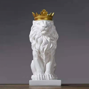 Статуетка Бял Лъв с Корона за Декор