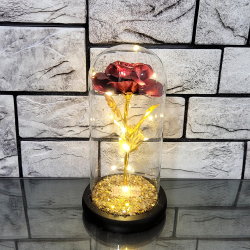 Луксозна златна роза в стъкленица