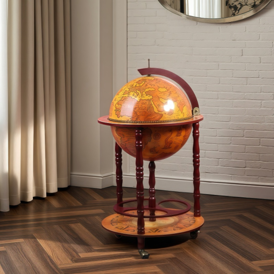 Практичен подов глобус бар Колумб с размер 89 см и колелца