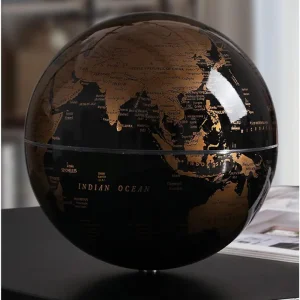 Въртящ се Светещ Глобус 14 см - Черен/Златен 