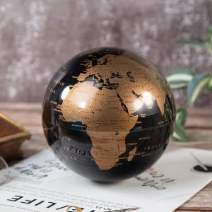 Въртящ се Светещ Глобус 14 см - Черен/Златен 
