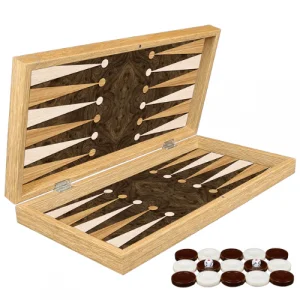 Луксозен дървен комплект за шах и табла