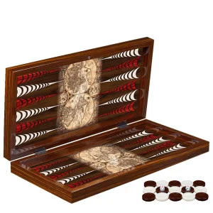 Луксозен дървен комплект табла със старинна карта