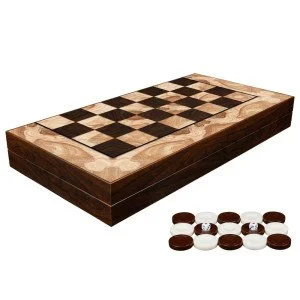 Луксозен дървен комплект за игра: шах и табла