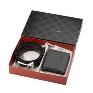 Мъжки комплект Silver Flame: Портфейл и колан от естествена кожа