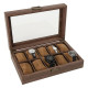 Луксозен органайзер дървена кутия за часовници с велур