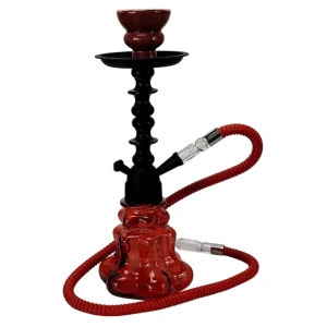 Компактно наргиле с червена стъклена ваза и класически дизайн