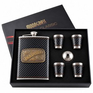 Подаръчен комплект манерка с четири чашки и фуния Jack Daniel's