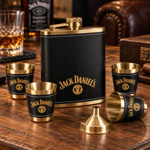 Комплект манерка с четири чаши Jack Daniel's