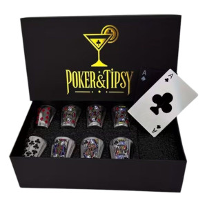 Парти сет "Poker & Tipsy" – 8 метални шота