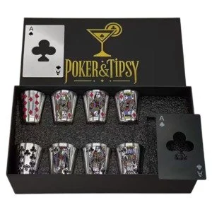 Парти сет "Poker & Tipsy" – 8 метални шота