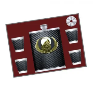 Модерен комплект за алкохол с джобно шише и чаши