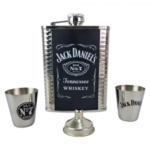 Изискан комплект за алкохол с джобно шише и чаши Jack Daniels