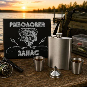 Комплект манерка "Риболовен запас" с две метални чашки и фуния