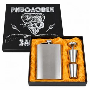 Комплект манерка "Риболовен запас" с две метални чашки и фуния