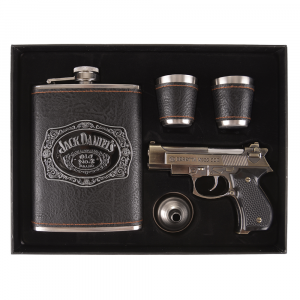 Изискан комплект за мъж с джобно шише и чаши Jack Daniels